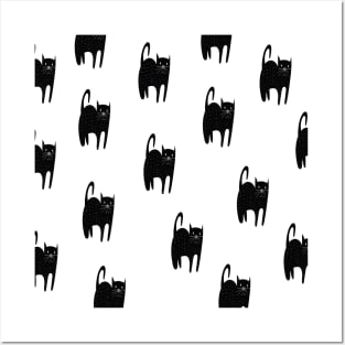 Black cat pattern Posters and Art